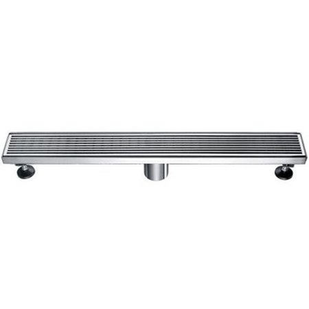 MADE-TO-ORDER 24 in. Modern Stainless Steel Linear Shower Drain with Groove Lines MA157872